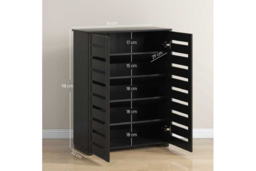 5-Tier Slim Wood Shoe Cabinet - Adjustable Entryway Storage, Space-Saving, Classic Dark Finish - thumbnail 7