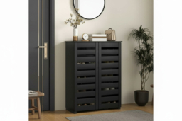 5-Tier Slim Wood Shoe Cabinet - Adjustable Entryway Storage, Space-Saving, Classic Dark Finish - thumbnail 6