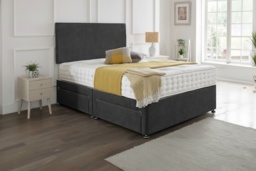 Premium Charcoal Chenille Divan Bed Base With Multiple Storage Choices - thumbnail 2