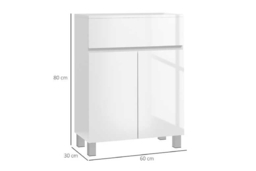 Freestanding Bathroom Storage Cabinet - White High Gloss, Modern Particle Board, Adjustable Shelf, Compact Design - thumbnail 7