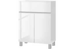 Freestanding Bathroom Storage Cabinet - White High Gloss, Modern Particle Board, Adjustable Shelf, Compact Design