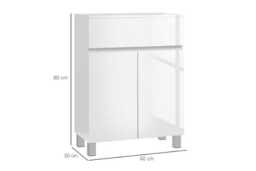 Freestanding Bathroom Storage Cabinet - White High Gloss, Modern Particle Board, Adjustable Shelf, Compact Design - thumbnail 3