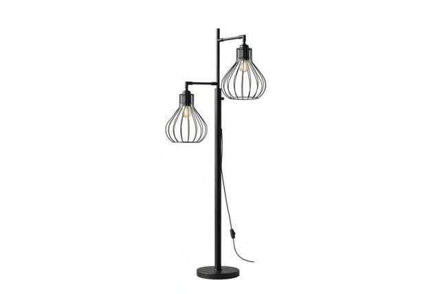 Modern Black 3-Head Industrial Mesh Floor Lamp with Adjustable Dimmer - image 1