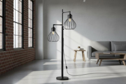 Modern Black 3-Head Industrial Mesh Floor Lamp with Adjustable Dimmer - thumbnail 6