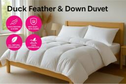 Premium Duck Feather & Down Duvet Quilt 13.5 Tog - Hotel Quality, Machine Washable, All Sizes - thumbnail 2