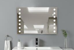 Fog-Free LED Bathroom Mirror with Touch Sensor, Clock & Shaver Socket - thumbnail 3