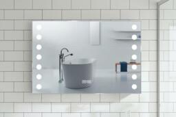 Fog-Free LED Bathroom Mirror with Touch Sensor, Clock & Shaver Socket - thumbnail 4