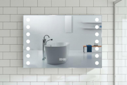 Fog-Free LED Bathroom Mirror with Touch Sensor, Clock & Shaver Socket - thumbnail 8