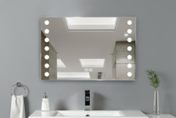 Fog-Free LED Bathroom Mirror with Touch Sensor, Clock & Shaver Socket - thumbnail 7