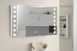 Fog-Free LED Bathroom Mirror with Touch Sensor, Clock & Shaver Socket - thumbnail 6