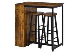 PRICE DROP! Industrial Bar Table Set with Storage Shelf - Space-Saving 2-Seater Dining Set, Metal & Wood-Effect - thumbnail 3