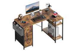 EcoFurnix L-Shaped Corner Desk - Sturdy Wood & Metal, Storage, Modern Living Room Workstation 120x78cm - thumbnail 2