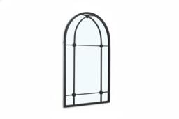 Vintage-Style Arched Metal Windowpane Mirror - thumbnail 1