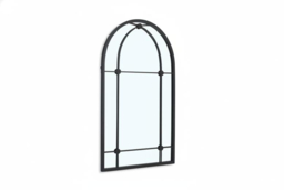 Vintage-Style Arched Metal Windowpane Mirror - thumbnail 5
