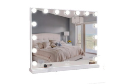 Large Hollywood LED Vanity Mirror with 15 Bulbs, Metal Frame, Smart Touch Controls - Wall Mounted or Tabletop
