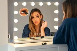 Large Hollywood LED Vanity Mirror with 15 Bulbs, Metal Frame, Smart Touch Controls - Wall Mounted or Tabletop - thumbnail 7