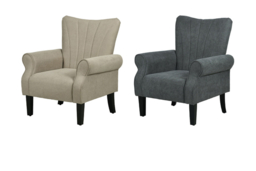Linen-Look Upholstered High Back Accent Armchair - Thick Padded, Rolled Arms, 2 Colours - thumbnail 5