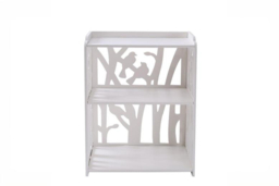 Rustic Small White Bedside Table with Carved Detail and 3 Shelves - thumbnail 7