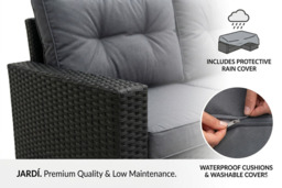 9-Seater Black Rattan Weather-Resistant Garden Lounge Set with Cushions - thumbnail 4