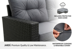 9-Seater Black Rattan Weather-Resistant Garden Lounge Set with Cushions - thumbnail 8