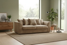 Dylan Coffee Fabric 3-Seater Sofa - Modern British Handmade Family Sofa - thumbnail 2