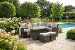 8-Seater Rattan Weatherproof Garden Dining Set with Fire Pit Table - thumbnail 6
