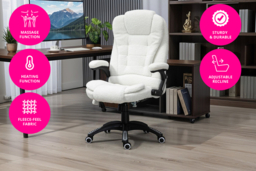 Vinsetto Boucle Ergonomic Six-Point Massaging & Heated Office Chair - Adjustable Recliner, High-Back, 120kg Capacity - thumbnail 8