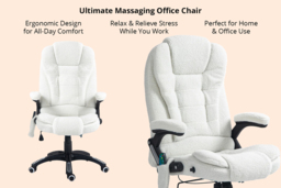 Vinsetto Boucle Ergonomic Six-Point Massaging & Heated Office Chair - Adjustable Recliner, High-Back, 120kg Capacity - thumbnail 4
