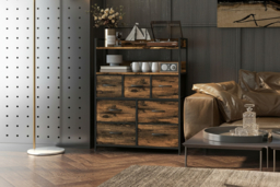 PRICE DROP! Rustic Fabric Chest of Drawers - Steel Frame Bedroom Storage with 4 or 7 Foldable Drawers - thumbnail 5