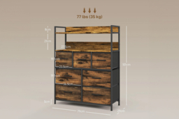 PRICE DROP! Rustic Fabric Chest of Drawers - Steel Frame Bedroom Storage with 4 or 7 Foldable Drawers - thumbnail 8