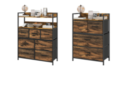 PRICE DROP! Rustic Fabric Chest of Drawers - Steel Frame Bedroom Storage with 4 or 7 Foldable Drawers - thumbnail 6