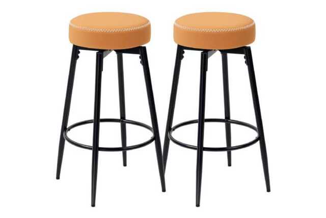PRICE DROP! HOMCOM Faux Leather Industrial Swivel Bar Stools Set of 2 - Brown/Black, Padded, 120kg Capacity - image 1