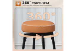 PRICE DROP! HOMCOM Faux Leather Industrial Swivel Bar Stools Set of 2 - Brown/Black, Padded, 120kg Capacity - thumbnail 8