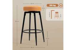 PRICE DROP! HOMCOM Faux Leather Industrial Swivel Bar Stools Set of 2 - Brown/Black, Padded, 120kg Capacity - thumbnail 3
