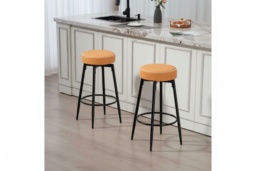 PRICE DROP! HOMCOM Faux Leather Industrial Swivel Bar Stools Set of 2 - Brown/Black, Padded, 120kg Capacity - thumbnail 2