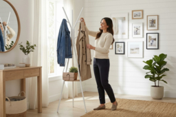 PRICE DROP! Modern White Metal Coat Rack Stand - Space-Saving Storage, 180cm Tall, Contemporary Hallway & Living Room Furniture - thumbnail 6
