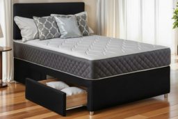 Divan Bed with Headboard & Memory Foam Mattress - Black, All Sizes - thumbnail 6