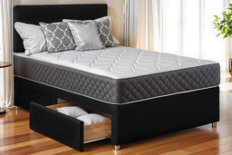 Divan Bed with Headboard & Memory Foam Mattress - Black, All Sizes - thumbnail 5