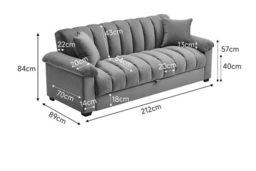 Grey Channel Sleeper Sofa Bed with Soft Pillows & Modern Design - thumbnail 8