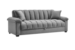 Grey Channel Sleeper Sofa Bed with Soft Pillows & Modern Design - thumbnail 5