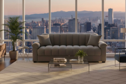Grey Channel Sleeper Sofa Bed with Soft Pillows & Modern Design - thumbnail 6
