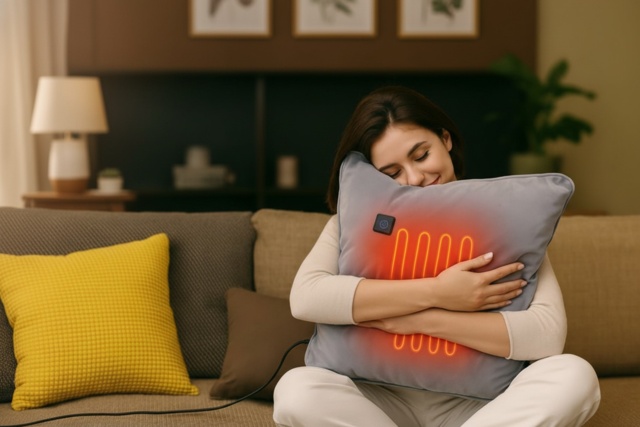 Flannel USB Heated Throw Cushion - Soft Electric Hand Warmer Pillow, 45x45cm - image 1