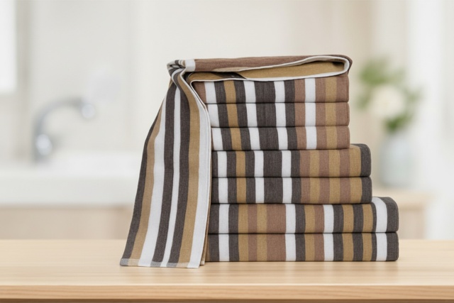 Egyptian Cotton Striped Towels - 4/8 Piece Set & 6 Colours! - image 1