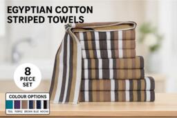 Egyptian Cotton Striped Towels - 4/8 Piece Set & 6 Colours! - thumbnail 2