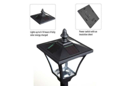 Solar LED Garden Lamp Post, IP44 Waterproof, 120cm - Black - thumbnail 8