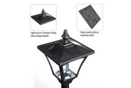 Solar LED Garden Lamp Post, IP44 Waterproof, 120cm - Black - thumbnail 4