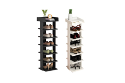 Black 7-Tier Wooden Shoe Rack for Entryways & Bedrooms - thumbnail 5