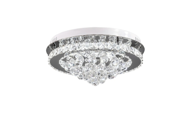 Round Semi-Flush LED Light with Crystal Droplets - image 1