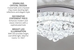 Round Semi-Flush LED Light with Crystal Droplets - thumbnail 3