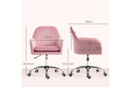 Velvet Ergonomic Office Chair - Adjustable Height, Padded Seat, High Back, 120kg Capacity - HOMCOM - thumbnail 7